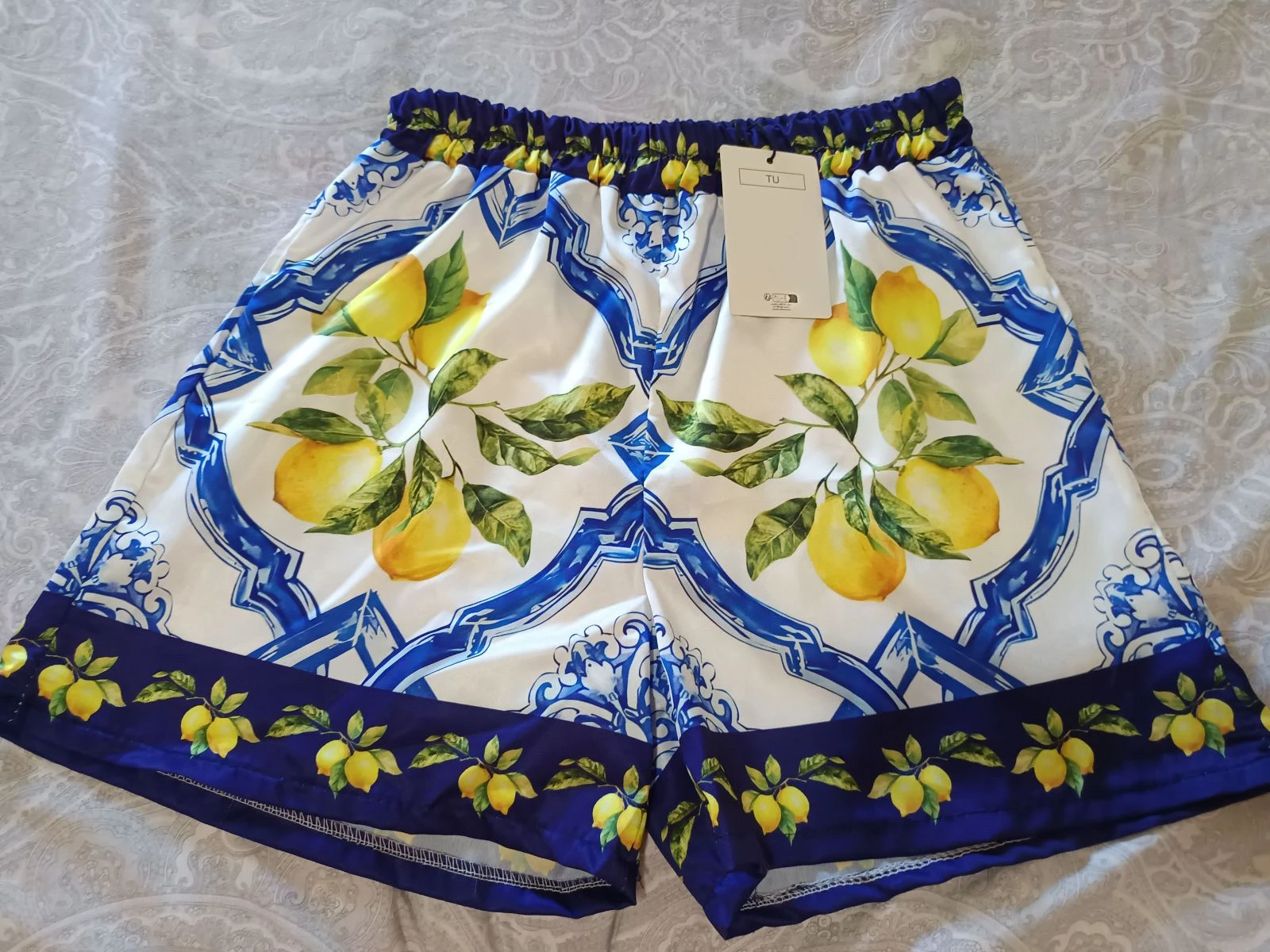 🍋 Short satinado estampado limones estilo italiano | Nuevo con etiqueta | Talla única 🍋